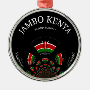 Kenia-Flagge Inspiriert Jambo Willkommen Design Ku Silbernes Ornament