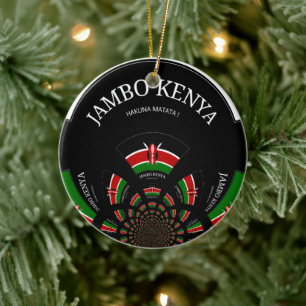 Kenia-Flagge Inspiriert Jambo-Willkommensdesign-Ku Keramik Ornament