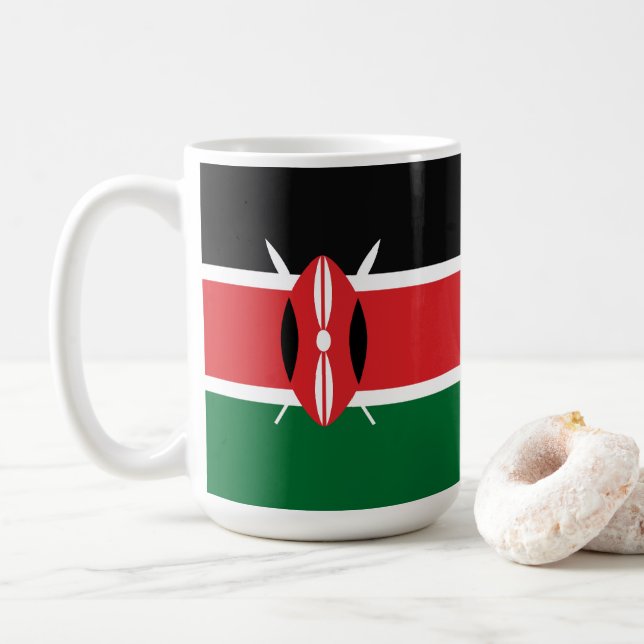 Kenia-Flagge Kaffeetasse (Mit Donut)