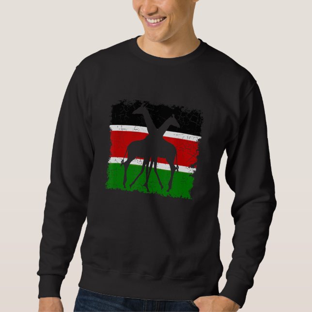 Kenia-Flagge mit Giraffe Sweatshirt (Vorderseite)