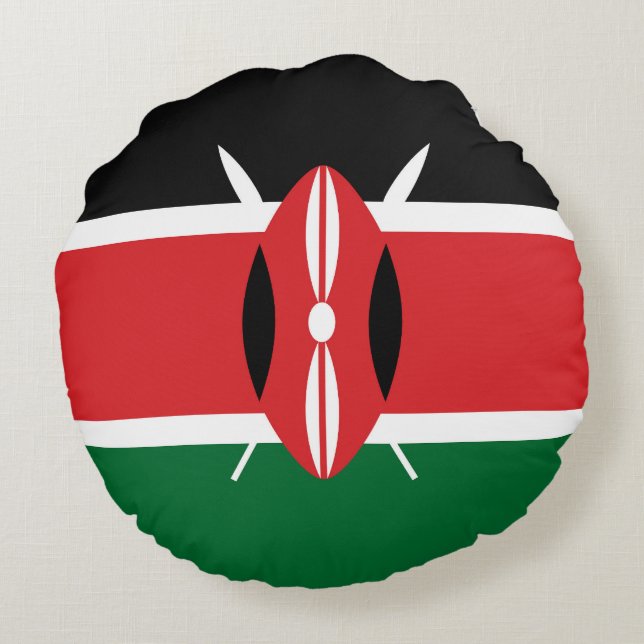 Kenia-Flagge Rundes Kissen (Rückseite)