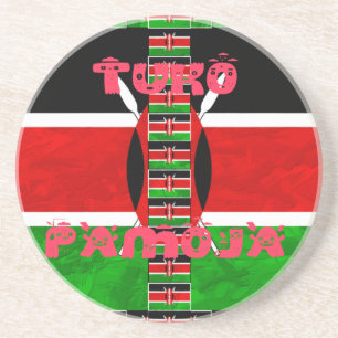 Kenia Flagge: Tuko Pamoja - Design der Einheitskun Getränkeuntersetzer