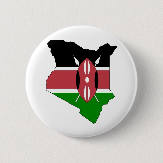 Kenia-Flaggen-Karte Größengleich Button (Vorderseite)