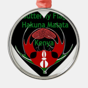 Kenia: Hakuna Matata Swahili   Schmetterling Abstr Silbernes Ornament