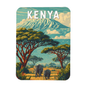 Kenia Illustration Reise Kunst Vintage Magnet