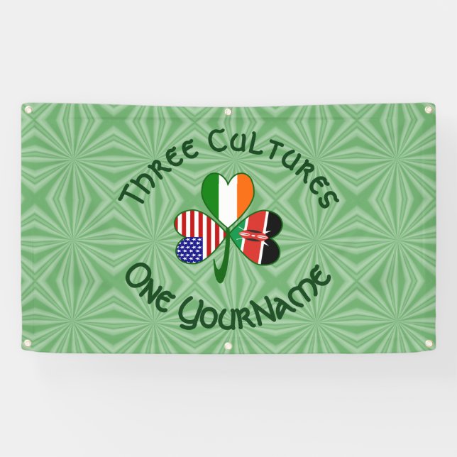 Kenia Irland USA Kleeblatt Flag Personalisiert Banner (Horizontal)