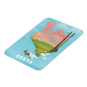 Kenia-Karte Illustration Reiseposter. Magnet