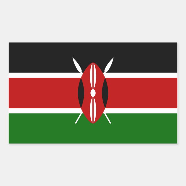 Kenia/Kenia-Flagge Rechteckiger Aufkleber (Vorderseite)