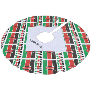 Kenia Kenianische Flagge Kacheln Personalisierter Leinenimitat Weihnachtsbaumdecke