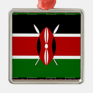 Kenia Kenianische Flaggen Silbernes Ornament