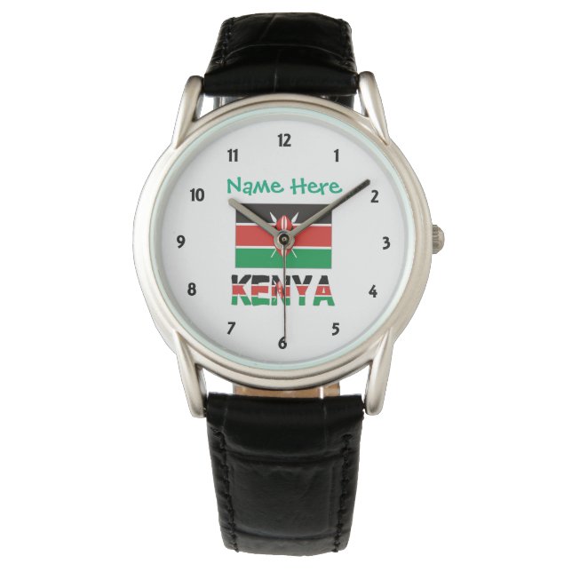 Kenia Kenyan Flag Green Personalisiert Men's Armbanduhr (Vorderseite)