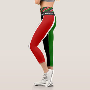 Kenia & Kenyan Flag Mode, Sport /Fitness Capri Leggings