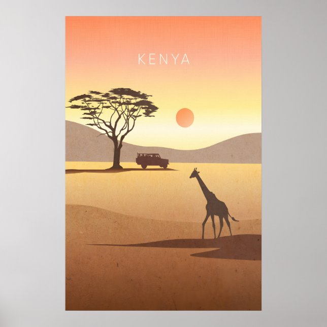 Kenia Minimal Reiseplakat Poster (Vorne)