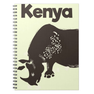 Kenia-Nashorn afrikanisches Vintage-Plakat Notizblock