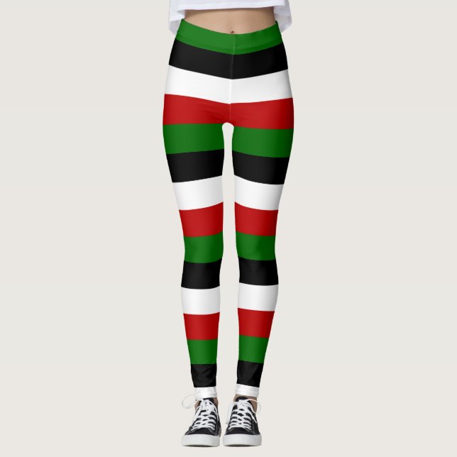 Kenia National Flag Farben horizontal gestreift Leggings (Vorderseite)