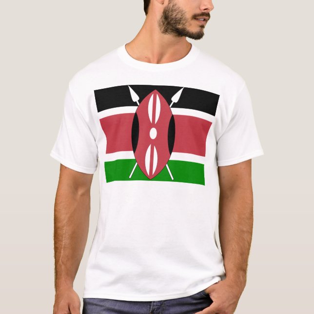 Kenia-Qualitäts-Flagge T-Shirt (Vorderseite)