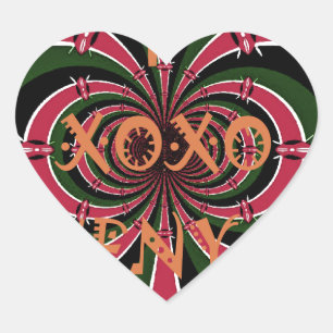 Kenia Reise Geschenk – Hugs & Kisses Design Herz-Aufkleber