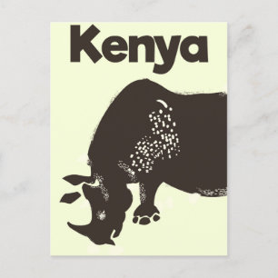 Kenia Rhino Afrikanisches Vintage-Plakat Postkarte