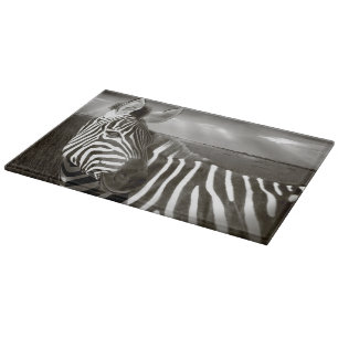 Kenia. Schwarz-Weiß von Zebra und Ebene. Schneidebrett