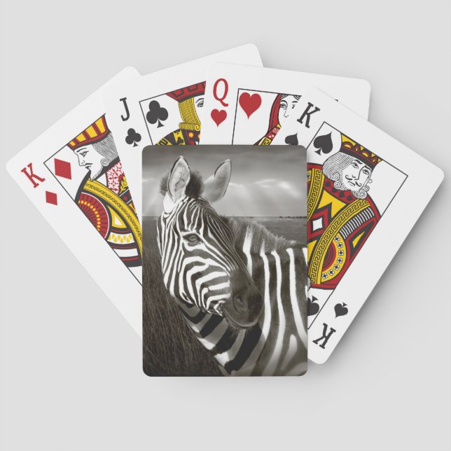 Kenia. Schwarz & Weiß von Zebra und schlicht. Spielkarten (Rückseite)