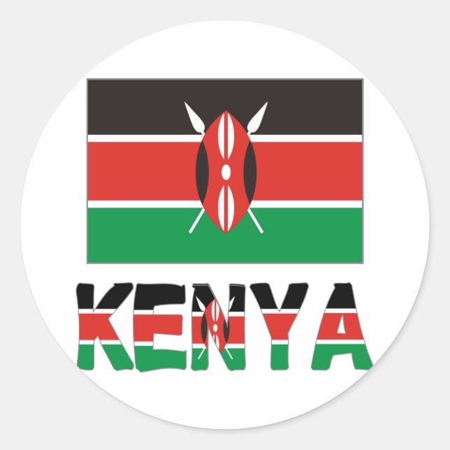Kenia und Kenia-Flagge Runder Aufkleber (Vorderseite)