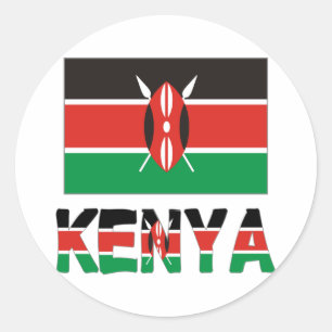 Kenia und kenianische Flagge Runder Aufkleber