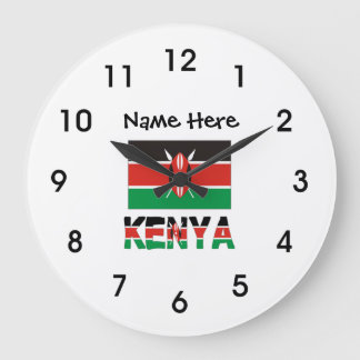 Kenia und Kenyan-Flagge mit Ihrem Namen Große Wanduhr