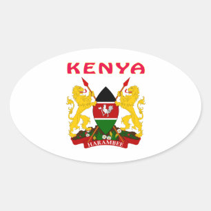 Kenia-Wappen Ovaler Aufkleber