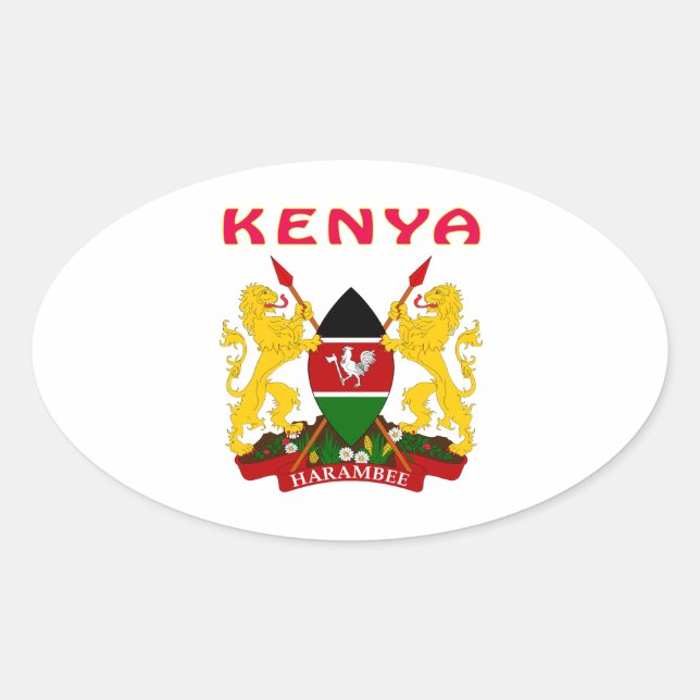 Kenia-Wappen Ovaler Aufkleber (Vorderseite)