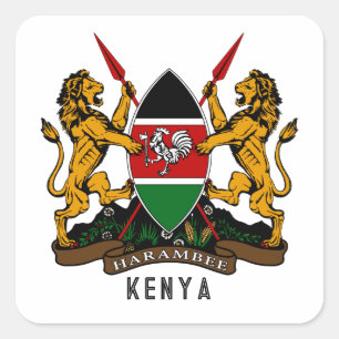 Kenia-Wappen Quadratischer Aufkleber