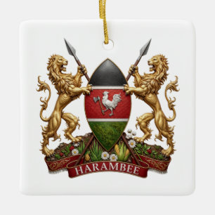 Kenia Wappen Symbol Emblem Landesflagge Löwe Keramikornament
