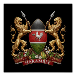 Kenia Wappen Symbol Emblem Landesflagge Löwe Poster