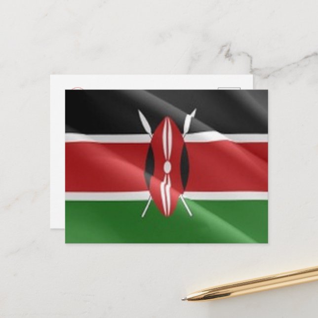 Kenia - Waving Flag - Postkarte (Vorderseite/Rückseite Beispiel)