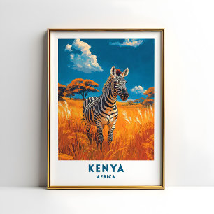 Kenia-Zebra-Safari-Reiseposter-Kunst Poster
