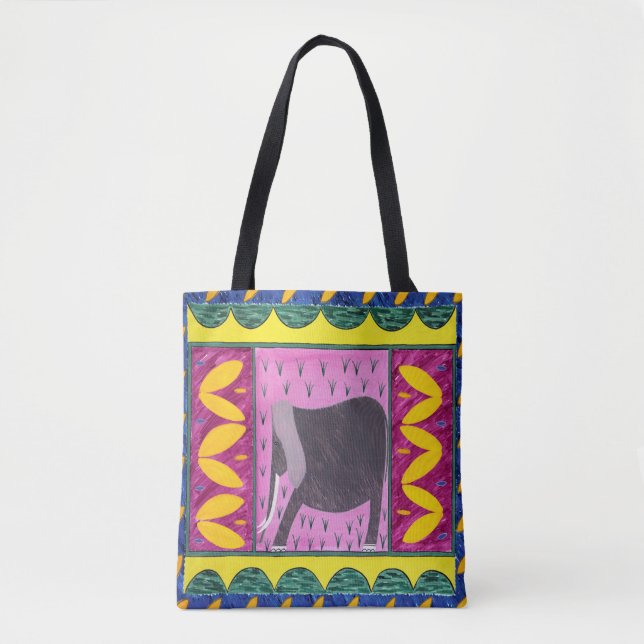 Kenianische Elefant Yellow Tote Bag Tasche (Vorderseite)