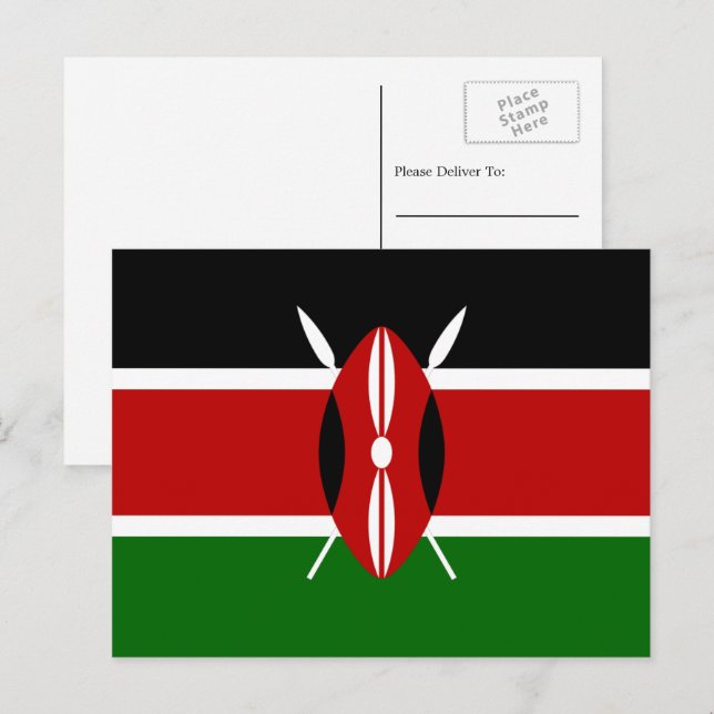 Kenianische Flagge, Flagge Kenias Postkarte (Vorne/Hinten)
