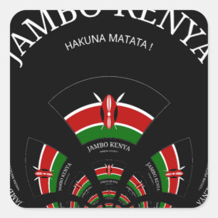 Kenianische Flagge Inspiriert Jambo Willkommen Quadratischer Aufkleber
