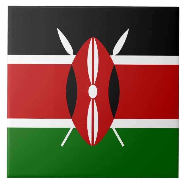 Kenianische Flagge (Kenia) Fliese (Vorderseite)
