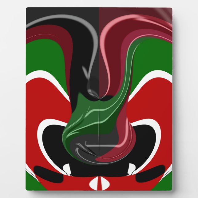Kenianische Flagge wirbeln: Eine moderne Kunst Fotoplatte (Vorderseite)