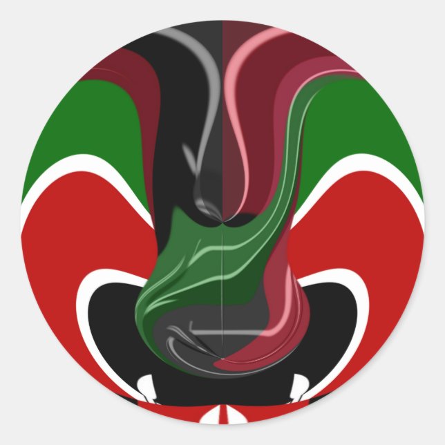 Kenianische Flagge wirbeln: Eine moderne Kunst Runder Aufkleber (Vorderseite)
