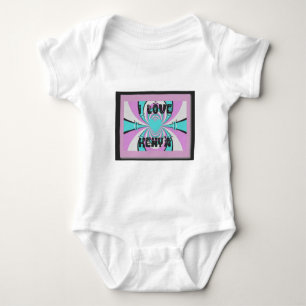 Kenianische Herzenskunst: Ich liebe Kenia Lila Cya Baby Strampler