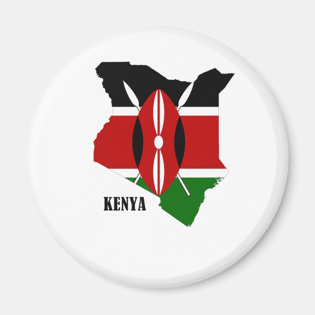 Kenianische Karte und Flagge Magnet (Vorne)