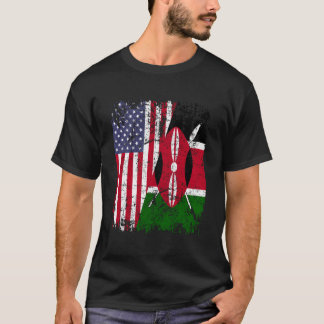 Kenianische Wurzeln Halb Amerikanische Flagge Keni T-Shirt