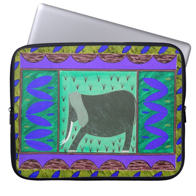 Kenianischer Elefant-Blue-Laptop-Sieb Laptopschutzhülle (Vorderseite)