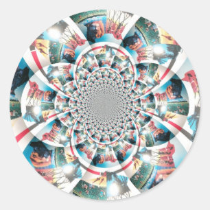Kenianischer Teppich-Kaleidoskop-Kunstprint Runder Aufkleber