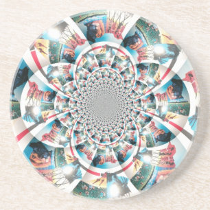Kenianischer Teppich-Kaleidoskop-Kunstprint Sandstein Untersetzer