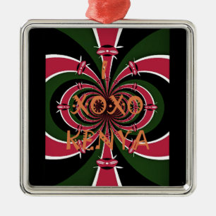 Kenianisches Reise-Geschenk – Hugs & Kisses Design Silbernes Ornament