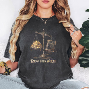 Kenne deinen Wert Wissen gegen Vermögenswaage T-Shirt