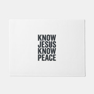 Kenne Jesus Kenne Frieden Vintage Christliche Typo Fußmatte