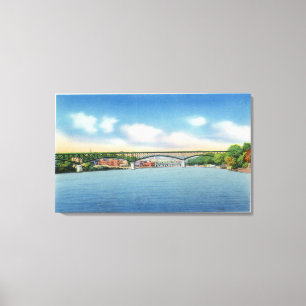 Kennebec Fluss-Ansicht der Augusta-Mautbrücke Leinwanddruck